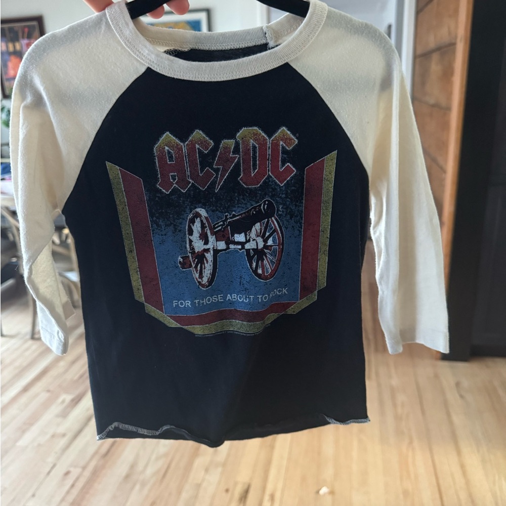 Rowdy Sprout AC/DC Kids Raglan Shirt - Black & Cream